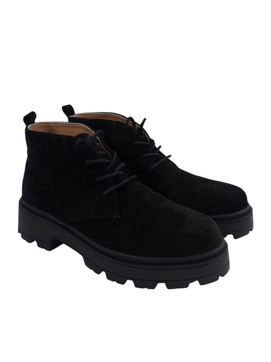 Wildleder Stiefeletten Damen Schwarz