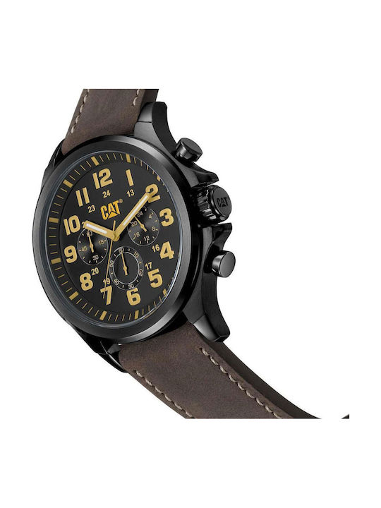 CAT Operator Herrenuhr Chronograph Batterie mit Braun Lederarmband
