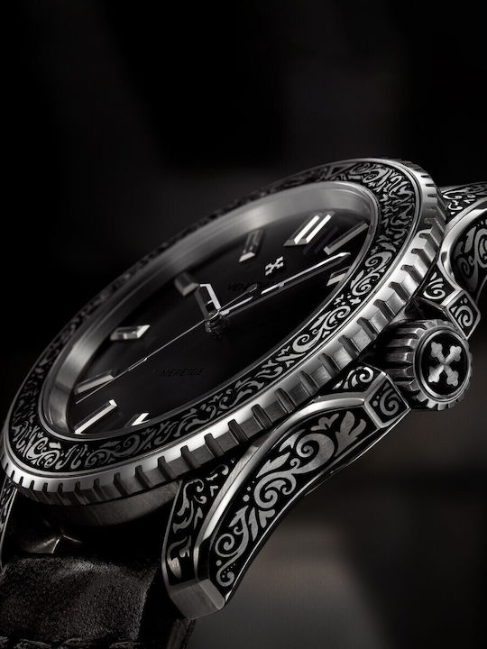 Venezianico Men's Watch Automatic with Black Leather Strap