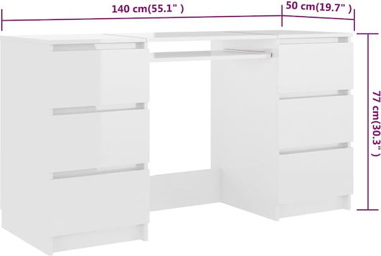 Desk Wooden White 140x50x77cm
