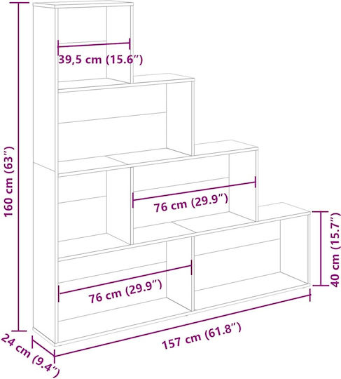 Bibliothek Alt Holz 157x24x160cm