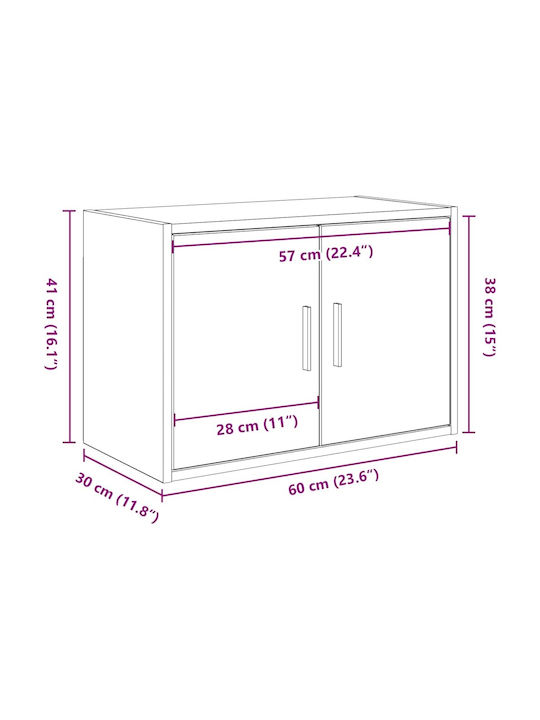 Wand Wohnzimmer Schrank aus Spanplatte Grau 60x30x41cm