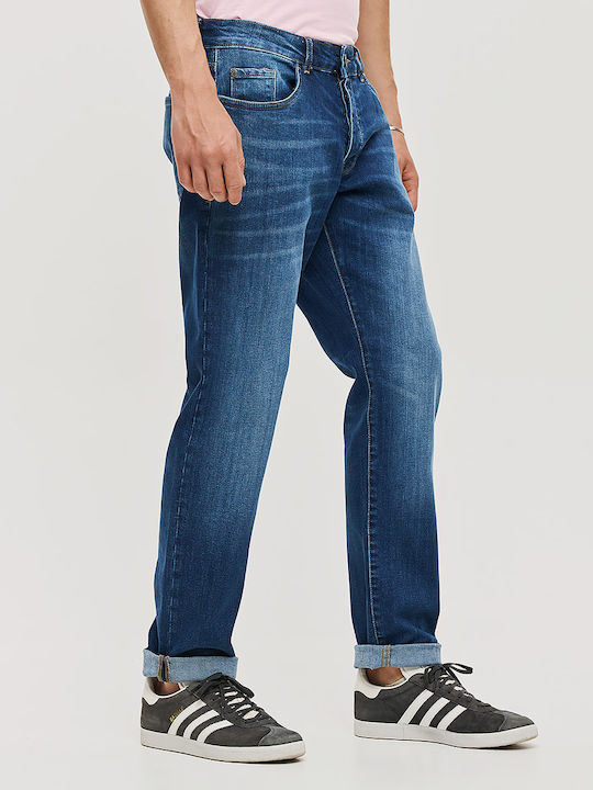 Herren Jeanshosen Elastisch Regular Gerade Blau