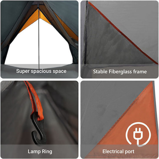 vidaXL Summer Camping Tent Grey for 3 People 315x286x184cm