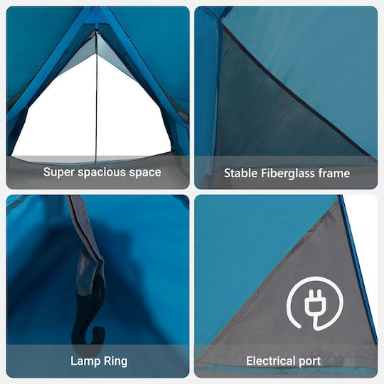 vidaXL Καλοκαιρινή Σκηνή Camping Μπλε για 7 Άτομα 315x286x200εκ.