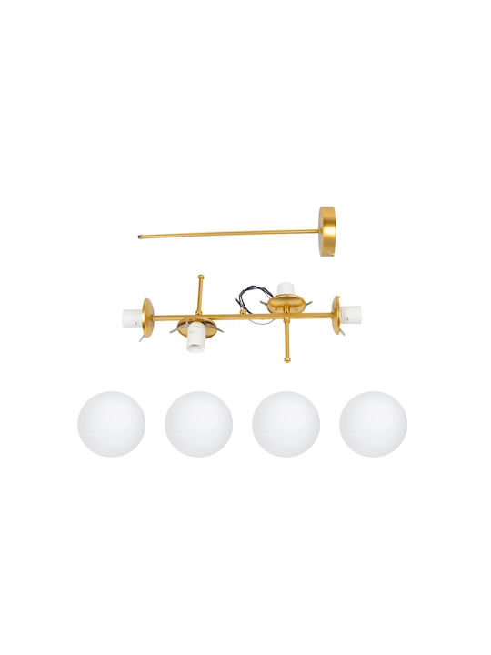 GloboStar Globus Pendant Ceiling Light Gold for 4 Bulbs E27 70x30x65cm