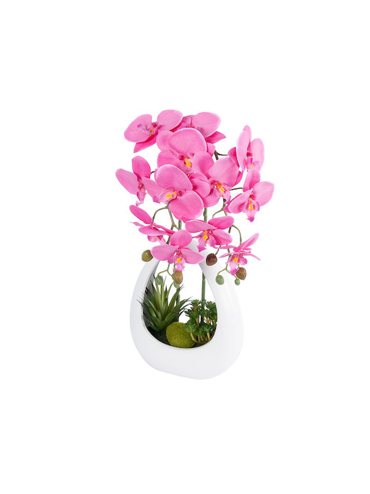 Globostar künstlicher Gartenrosa-Orchidee 21127 Dekorative Pflanze Intensive Rosa Orchidee H39cm
