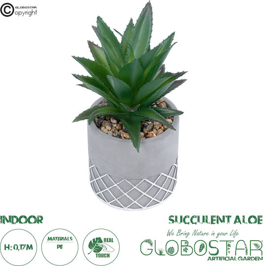 Globostar? Artificial Garden Succulent Aloe 21096 Decorative Plant Succulent Aloe H17cm