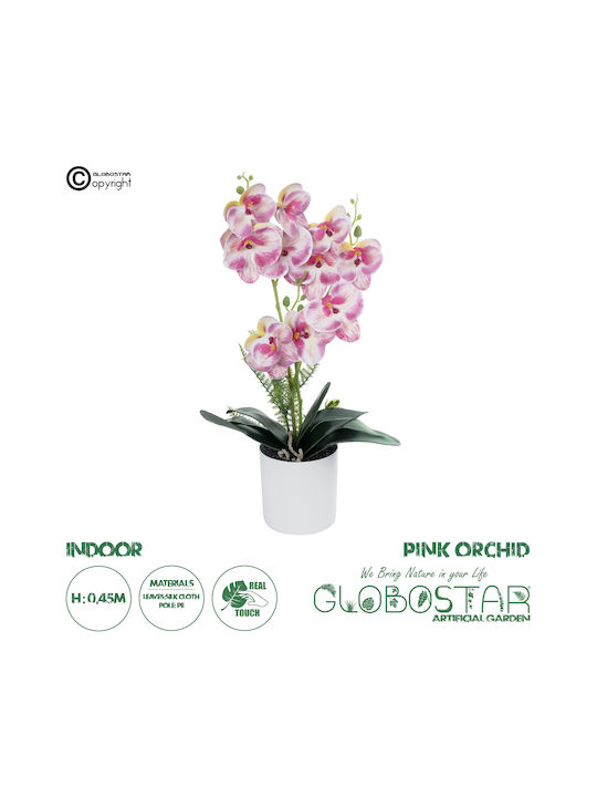 Globostar Artificial Garden Pink Orchid 21077 Decorative Plant Pink Orchid H45cm