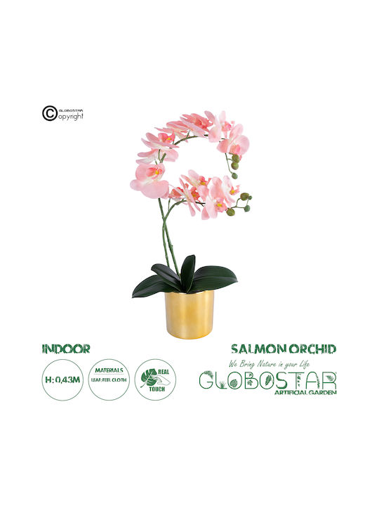 Globostar Artificial Garden Salmon Pink Orchid 21129 Decorative Plant Fuchsia Orchid H43cm