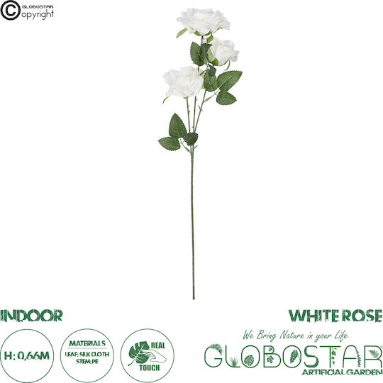 Decorative Artificial Flower Rose White 66cm GloboStar