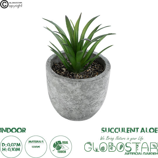 Globostar Künstliche Garten Sukkulente Aloe Dekorative Pflanze Sukkulente Aloe H10cm GloboStar