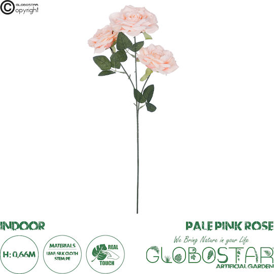 Decorative Artificial Flower Rose Pink 66cm GloboStar
