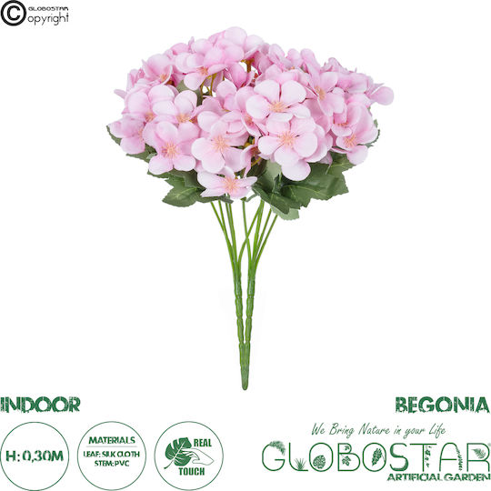 Decorative Artificial Flower Begonia Pink 30cm 2pcs GloboStar
