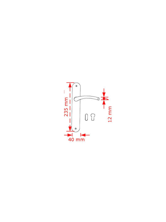 Viobrass Middle Door Lever With Plate Pair (Distance Between Lock Centers 75mm) Matte Nickel