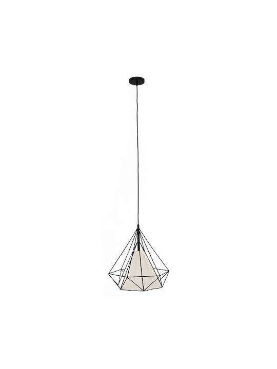 GloboStar Kairi Hängelampe Schwarz Raster mit Fassung E27 38x39cm.