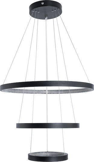 GloboStar Diamond Κρεμαστό Φωτιστικό Μαύρο LED με Ρυθμιζόμενο Λευκό Φως 94.5x68.5x90εκ.