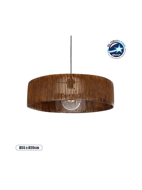 GloboStar Rattan Pendant Light Brown Boho with Socket E27 55x55x90cm