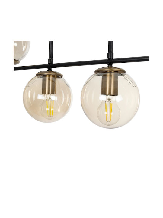 GloboStar Lattice Pendant Light Black Rail for 6 Bulbs E27 130x20x70cm