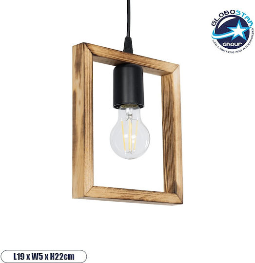 GloboStar Edison Pendant Light Beige with Socket E27 18.5x18.5x66cm