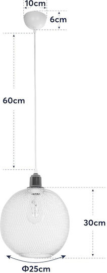GloboStar Wire Hängelampe Weiß Raster mit Fassung E27 29x29x90cm.