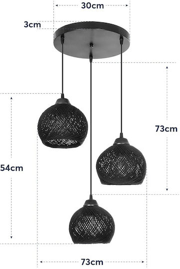GloboStar Yasam Hängelampe Beige Boho mit Seil für Fassung E27 35x35x80cm.