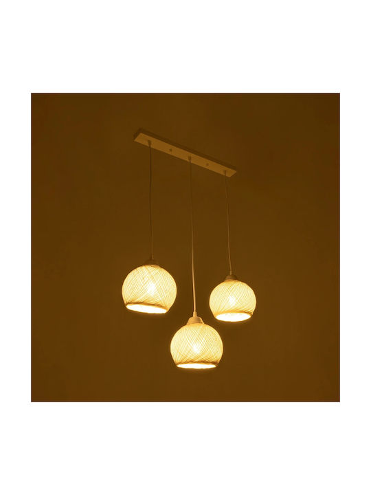 GloboStar Yasam Lustră Alb Boem cu frânghie pentru Dulie E27 55x25x80cm.