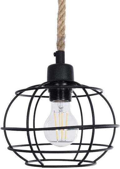 GloboStar Talah Pendant Light Black with Rope for Socket E27 14x14x61.5cm