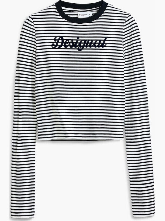 Damen Bluse Langärmelig Gestreift Blau