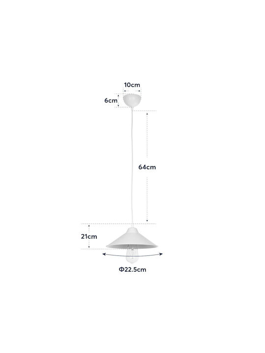 GloboStar Fonte Pendant Light White Bell with Socket E27 25x25x90cm