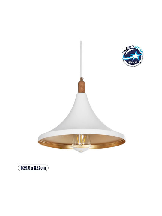 GloboStar Belfry Hängelampe Weiß Glocke mit Fassung E27 29.5x29.5x90cm.