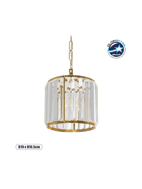 GloboStar Glamorous Hängelampe Gold mit Kristallen für Fassung E27 20x20x45cm.