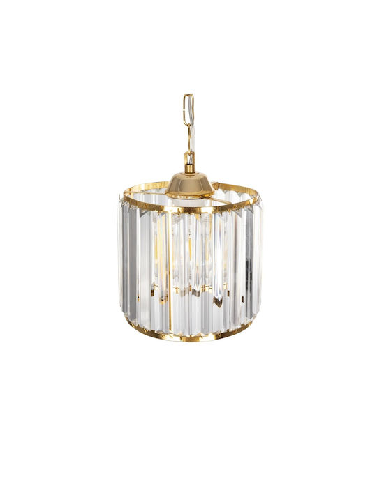 GloboStar Glamorous Hängelampe Gold mit Kristallen für Fassung E27 20x20x45cm.