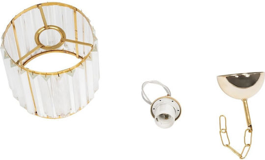 GloboStar Glamorous Pendant Light Gold with Crystals for Socket E27 20x20x45cm