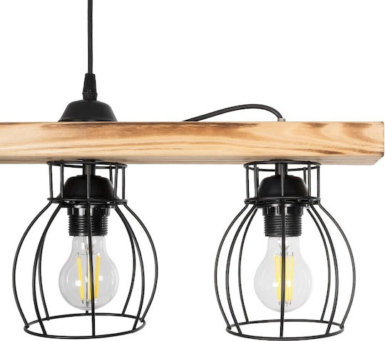 GloboStar Barista Pendant Light Black Rail for 5 Bulbs E27 100x14.5x26cm