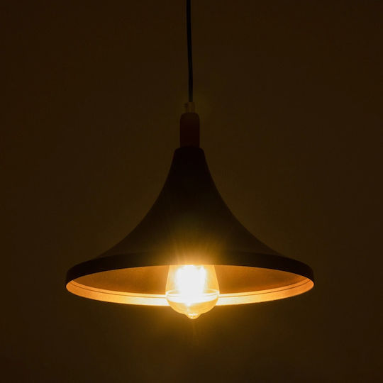 GloboStar Belfry Pendant Light Black Bell with Socket E27 29.5x29.5x90cm