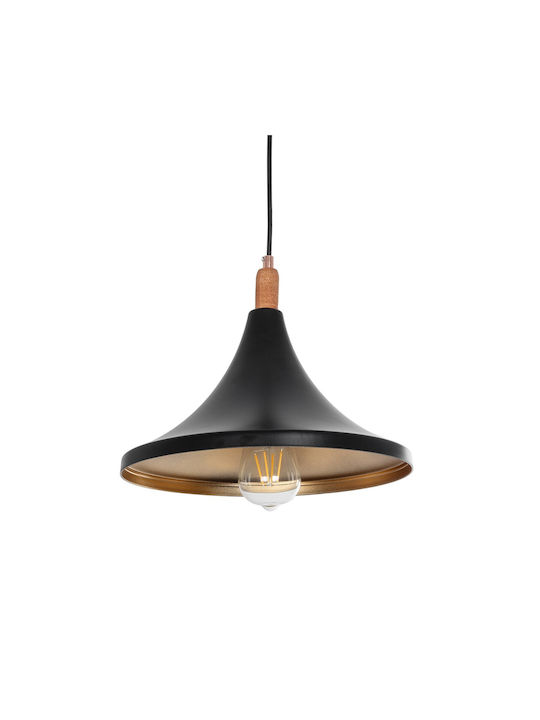 GloboStar Belfry Hängelampe Schwarz Glocke mit Fassung E27 29.5x29.5x90cm.