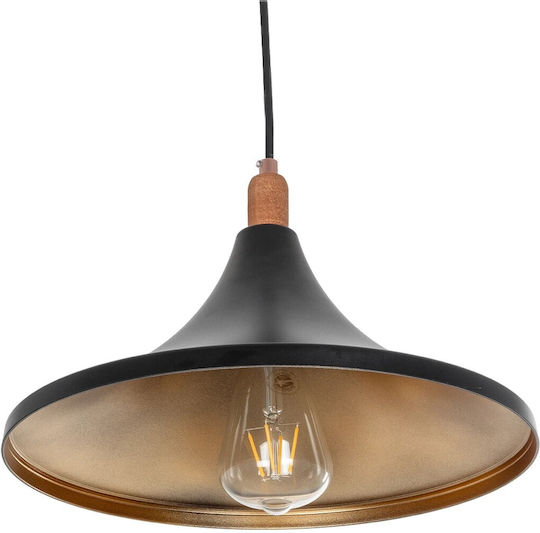 GloboStar Belfry Pendant Light Black Bell with Socket E27 29.5x29.5x90cm