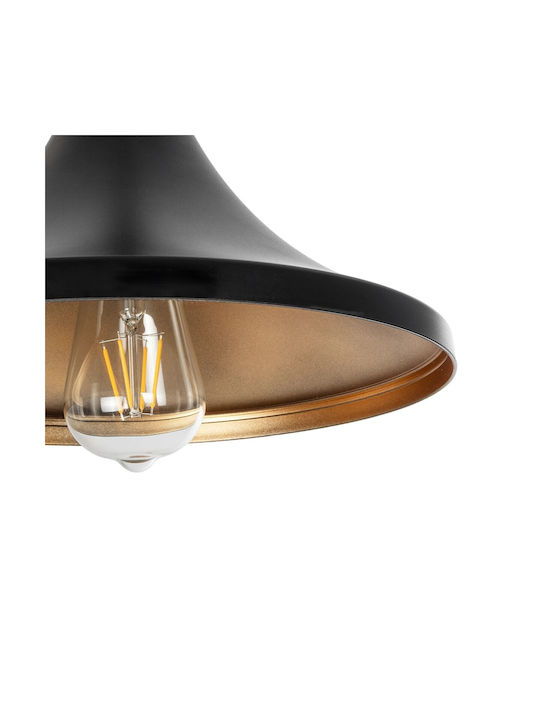 GloboStar Belfry Hängelampe Schwarz Glocke mit Fassung E27 29.5x29.5x90cm.