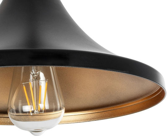 GloboStar Belfry Pendant Light Black Bell with Socket E27 29.5x29.5x90cm