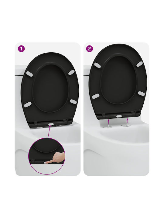 vidaXL Καπάκι Λεκάνης Soft Close Πλαστικό Μαύρο