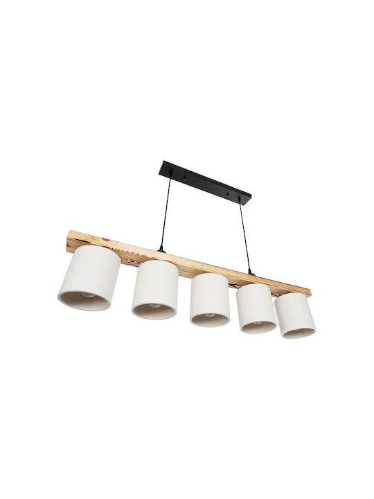 GloboStar Pendant Light White Rail for 5 Bulbs E27 100x15x73cm