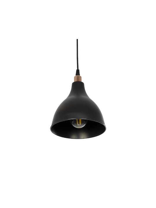 GloboStar Rade Pendant Light Black Bell with Socket E27 17.5x17.5x56cm