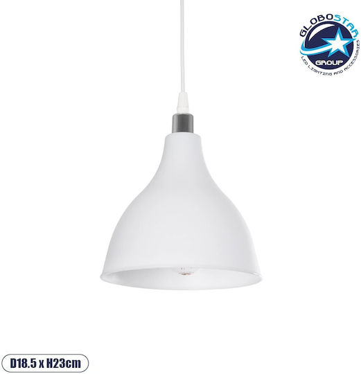 GloboStar Rade Hängelampe Weiß Glocke mit Fassung E27 17.5x17.5x56cm.