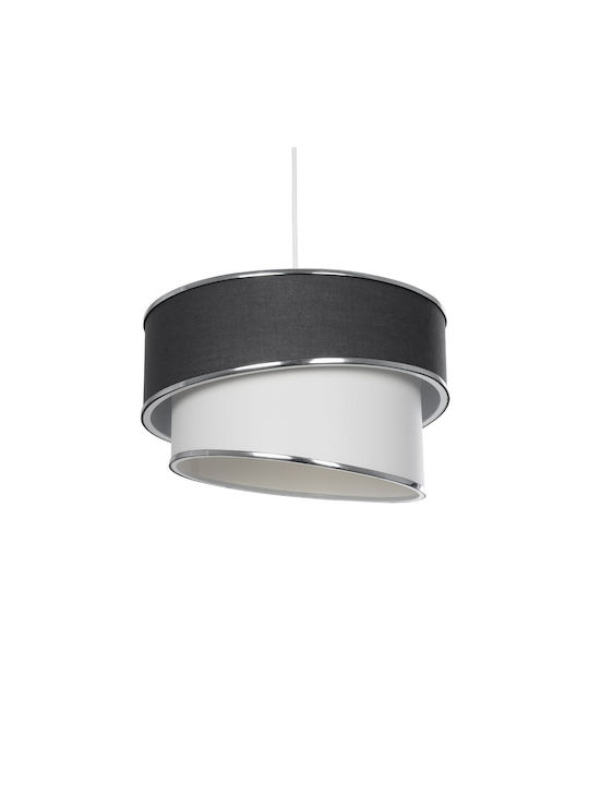 GloboStar Sonia Pendant Light Gray & White Fabric with Silver Detail with Socket E27 30x30x90cm