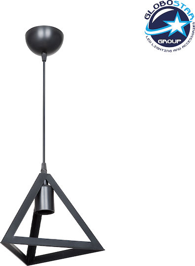 GloboStar Triangle Κρεμαστό Φωτιστικό Μαύρο με Ντουί E27 24x24x86εκ.