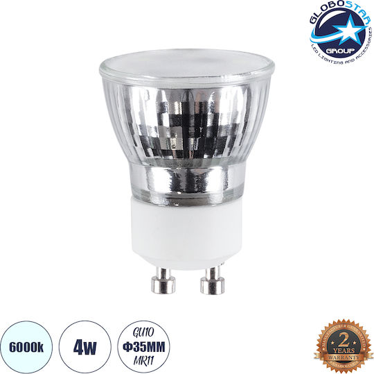 GloboStar Λάμπα LED 4W για Ντουί GU10 και Σχήμα MR11 Ψυχρό Λευκό 400lm