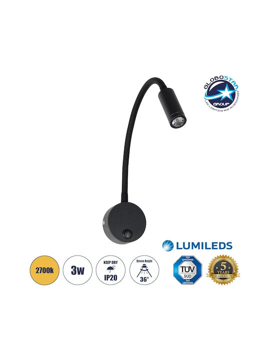 GloboStar Single LED Warm White Spot in Black Color