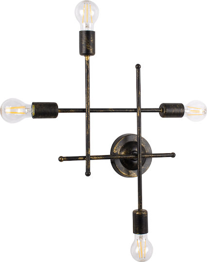 GloboStar Piping Industrial Wall Lamp with E27 Lamp Bulb Base Bronze 40.5x52x52cm