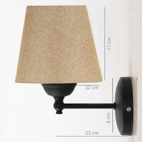 GloboStar Pam Modern Lamp Wall with Socket E27 Black 23x23x17cm